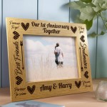 1st Anniversary 7x5 Wood Photo Frame First Anniversary Couple