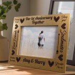 1st Anniversary 7x5 Wood Photo Frame First Anniversary Couple