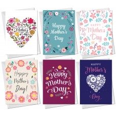 Pack Of 6 Mothers Day Cards, Card For Mum Nan Nanny Auntie