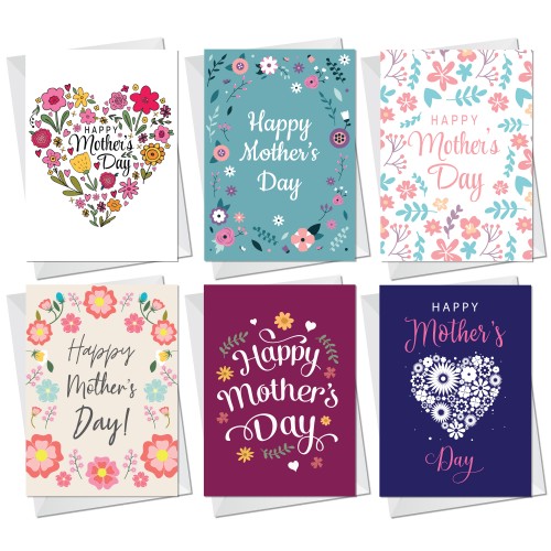 Pack Of 6 Mothers Day Cards, Card For Mum Nan Nanny Auntie