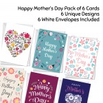 Pack Of 6 Mothers Day Cards, Card For Mum Nan Nanny Auntie