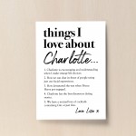 Personalised Gift For Best Friend I Love About My Friend Print