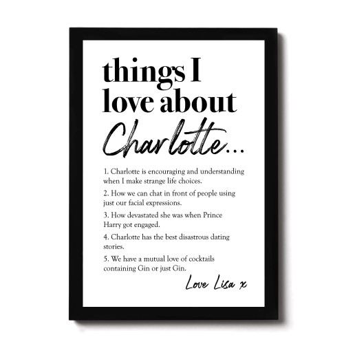 Personalised Gift For Best Friend Things I Love About My Friend