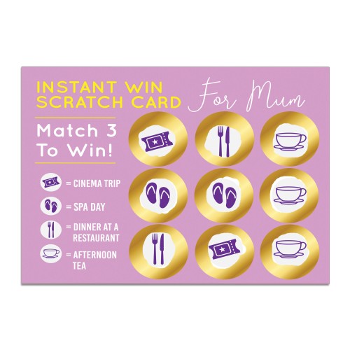 Mum Scratch Card Mothers Day Birthday Gift for Mum Surprise Card