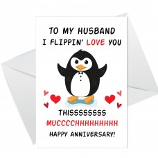 Funny Anniversary Card For Husband Flippin Love You Card Penguin