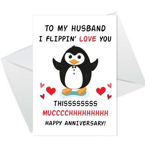 Funny Anniversary Card For Husband Flippin Love You Card Penguin