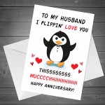 Funny Anniversary Card For Husband Flippin Love You Card Penguin