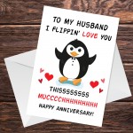 Funny Anniversary Card For Husband Flippin Love You Card Penguin