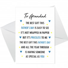 Fathers Day Card For Grandad Thank You Card For Grandad