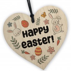 Happy Easter Wooden Hanging Heart Sign Easter Decoration