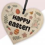 Happy Easter Wooden Hanging Heart Sign Easter Decoration