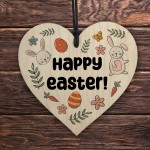 Happy Easter Wooden Hanging Heart Sign Easter Decoration