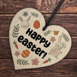 Happy Easter Wooden Hanging Heart Sign Easter Decoration