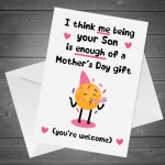 Funny Mothers Day Card For Mum Joke Mum Card Mum Card From Son