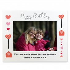 Personalised Birthday Mum Photo Frame White Wooden 7x5 Frame 