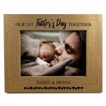 First 1st Fathers Day Personalised 7x5 Oak Frame Gift For Daddy