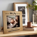 First 1st Fathers Day Personalised 7x5 Oak Frame Gift For Daddy