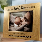 First 1st Fathers Day Personalised 7x5 Oak Frame Gift For Daddy