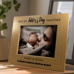 First 1st Fathers Day Personalised 7x5 Oak Frame Gift For Daddy