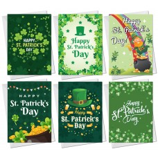 Pack of 6 St. Patrick's Day Greeting Cards and White Envelopes