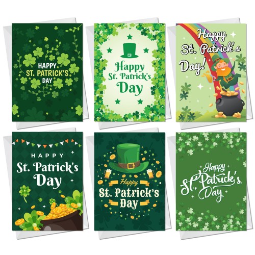 Pack of 6 St. Patrick's Day Greeting Cards and White Envelopes