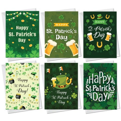 St Patricks Day Pack of 6 Greeting Cards For Friends Family