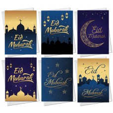 Eid Mubarak Cards Pack of 6 Ramadan Greetings Card For Family