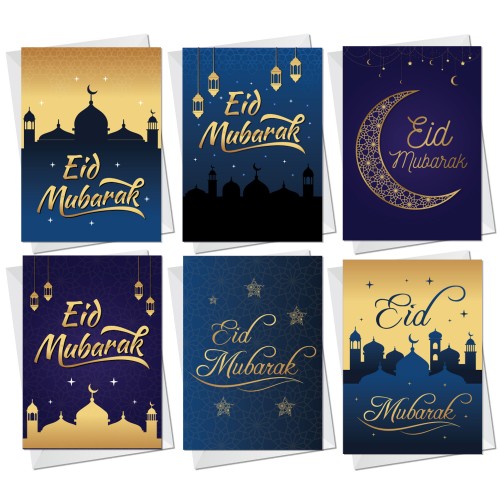 Eid Mubarak Cards Pack of 6 Ramadan Greetings Card For Family