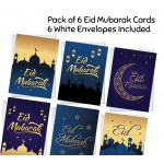 Eid Mubarak Cards Pack of 6 Ramadan Greetings Card For Family