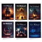 Eid Mubarak Multipack of 6 Cards For Friends Family Kids Ramadan