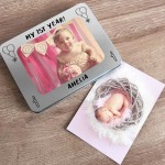 First 1st Birthday Baby Personalised Photo Box Tin Birthday Gift