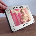 First 1st Birthday Baby Personalised Photo Box Tin Birthday Gift