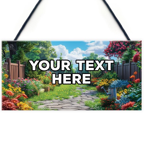 Personalised Floral Hanging Sign Garden Sign Shed Sign