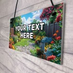 Personalised Floral Hanging Sign Garden Sign Shed Sign
