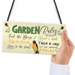 Garden Rules Sign Relax Feel the Breeze Take a Nap Pretty Sign