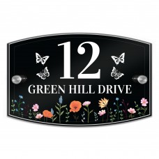 Contemporary House Sign Floral Door Sign Personalised Name Plate