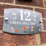 Contemporary House Sign Floral Door Sign Personalised Name Plate