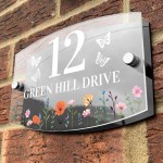 Contemporary House Sign Floral Door Sign Personalised Name Plate
