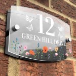 Contemporary House Sign Floral Door Sign Personalised Name Plate