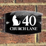 Cat Theme House Sign Plaque Door Number 1 - 9999 Personalised 