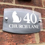 Cat Theme House Sign Plaque Door Number 1 - 9999 Personalised 