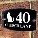Cat Theme House Sign Plaque Door Number 1 - 9999 Personalised 