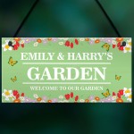 GARDEN SIGN For Outside Personalised Hanging Garden Sign Welcome