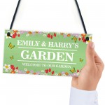 GARDEN SIGN For Outside Personalised Hanging Garden Sign Welcome