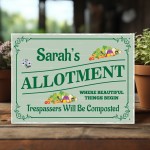 ALLOTMENT PERSONALISED Sign Hanging Plaque Name Garden Sign