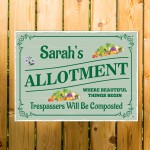 ALLOTMENT PERSONALISED Sign Hanging Plaque Name Garden Sign