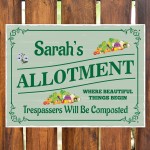 ALLOTMENT PERSONALISED Sign Hanging Plaque Name Garden Sign