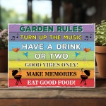 Colourful Garden Rules Sign Hanging Wall Sign Garden Signs