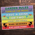 Colourful Garden Rules Sign Hanging Wall Sign Garden Signs