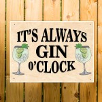 FUNNY Bar Sign For Home Always Gin O Clock Hanging Wall Sign